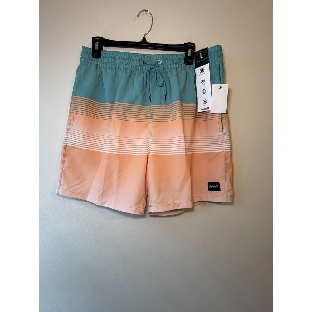 Hurley Phantom Board Shorts Mens L Striped 6" Inseam Stretch‎ Swim Trunks